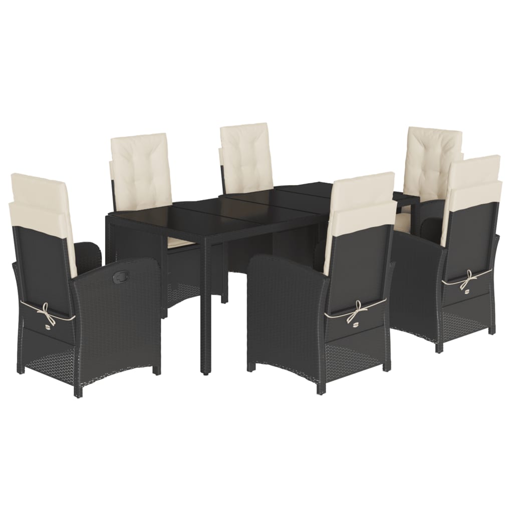 Patio Dining Set Set of 6 Black and Cream White