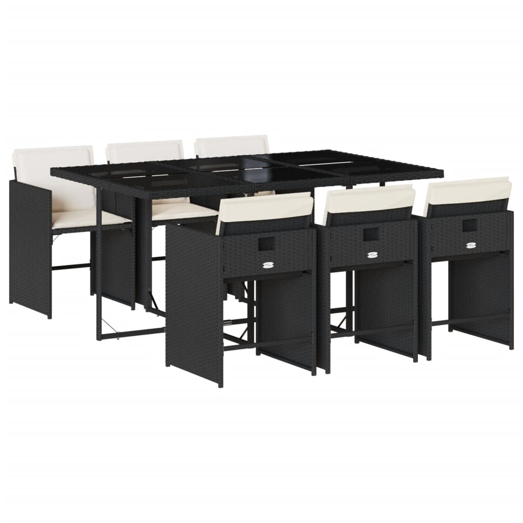Patio Dining Set Set of 6 Black, Cream white