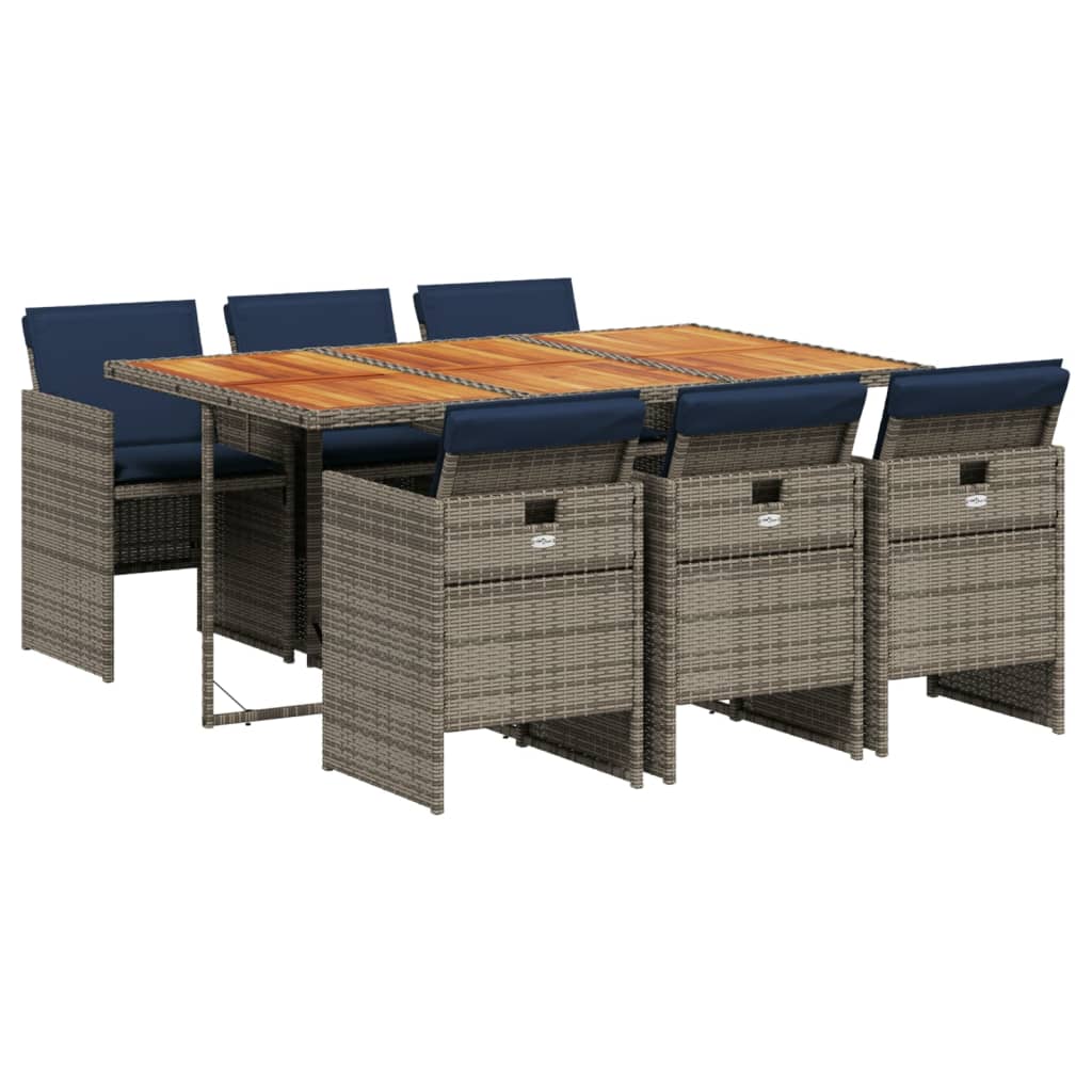 Patio Dining Set Set of 6 Gray and brown
