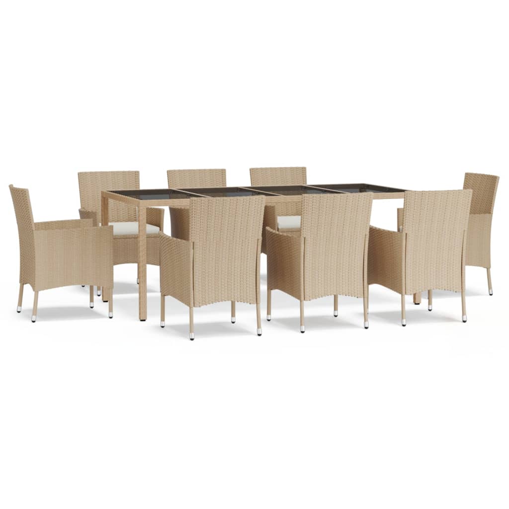 Patio Dining Set Set of 8 Beige