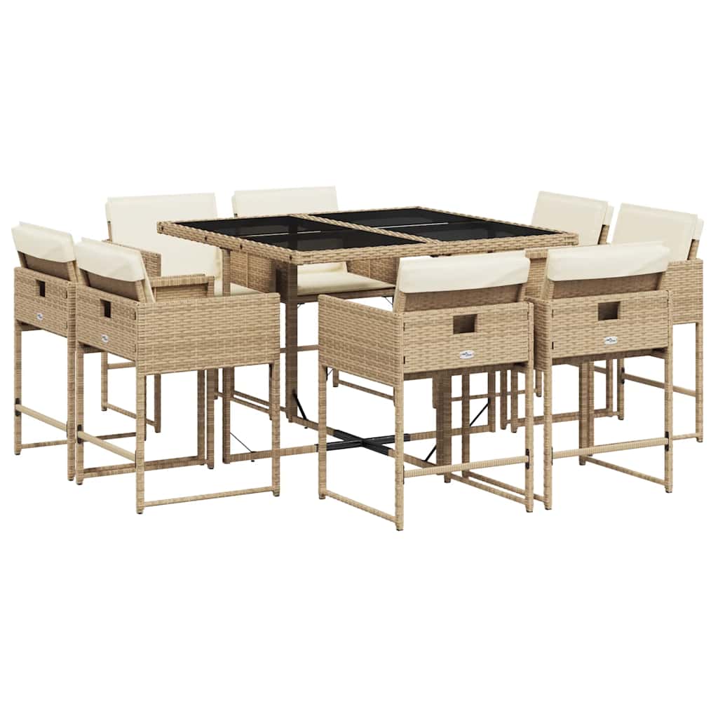 Patio Dining Set Set of 8 Beige