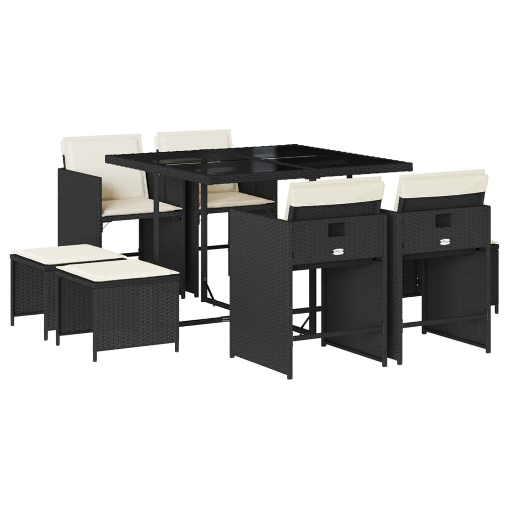 Patio Dining Set Set of 8 Black and Cream White