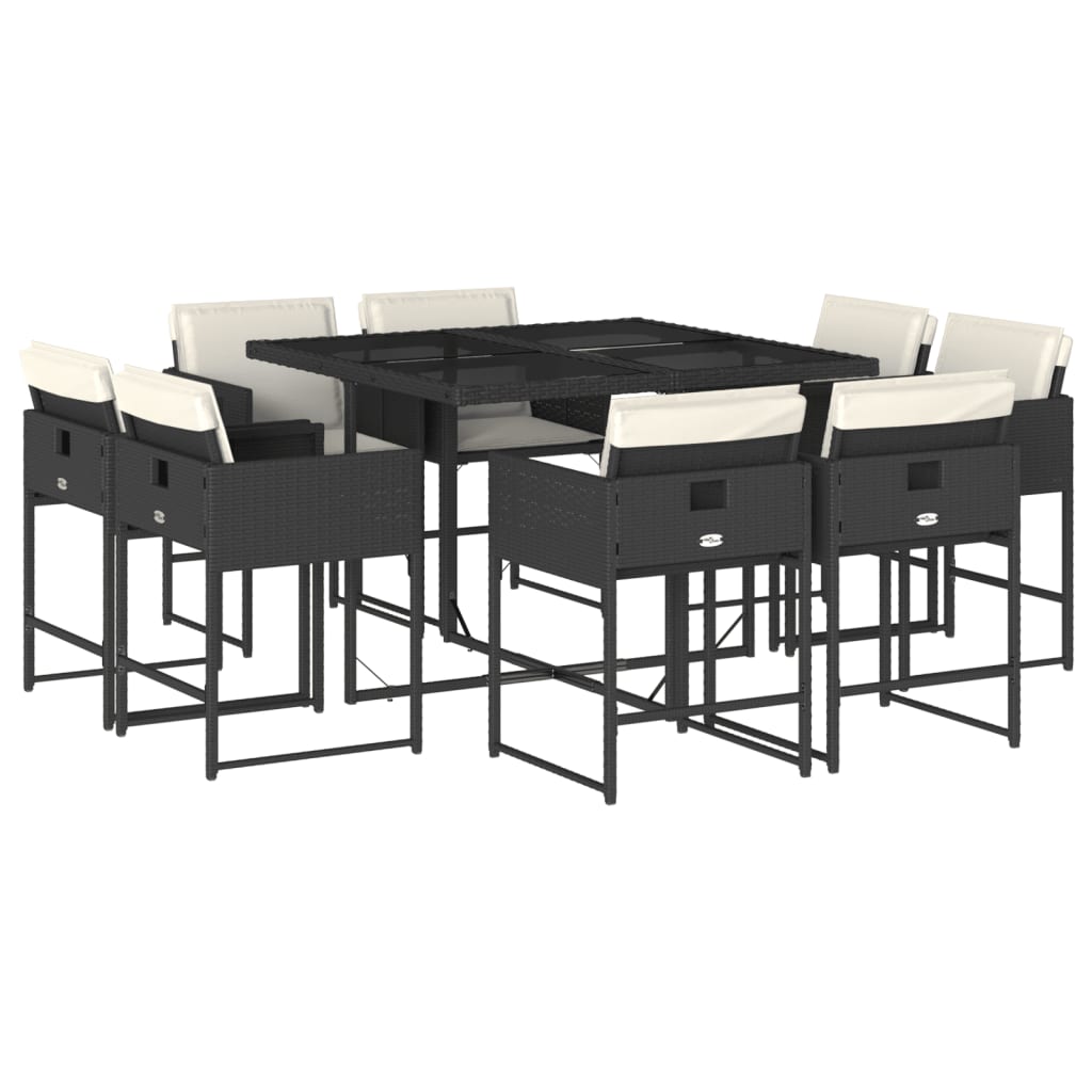 Patio Dining Set Set of 8 Black and cream white
