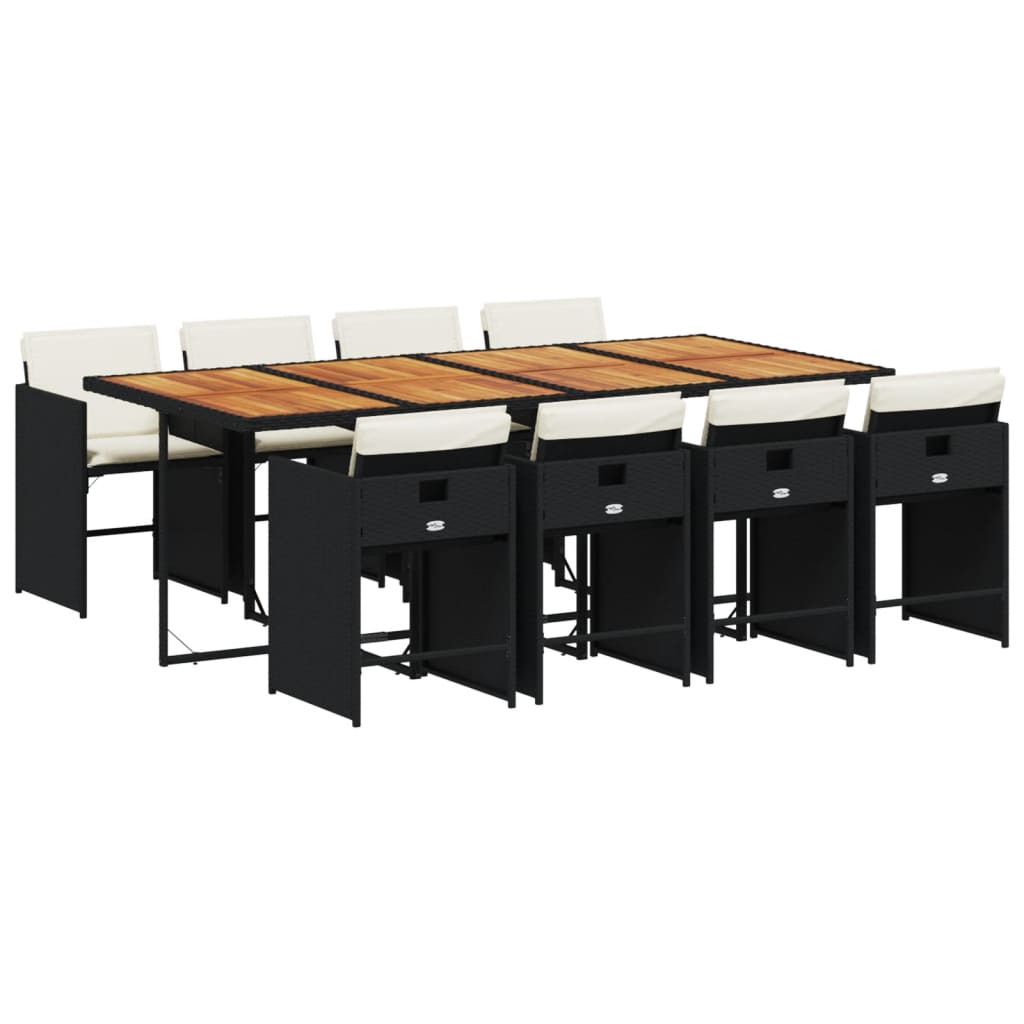 Patio Dining Set Set of 8 Black, Brown, Cream White