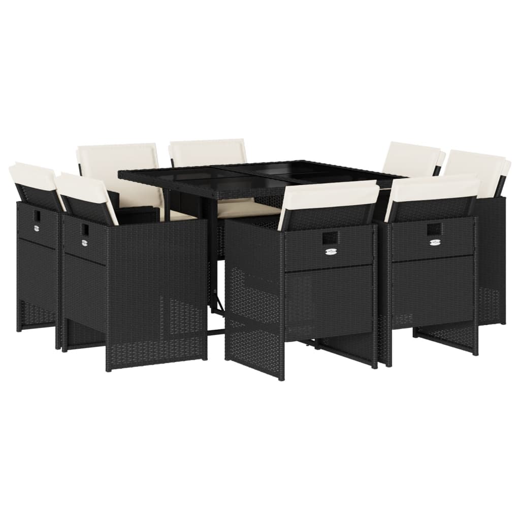 Patio Dining Set Set of 8 Black, Cream white