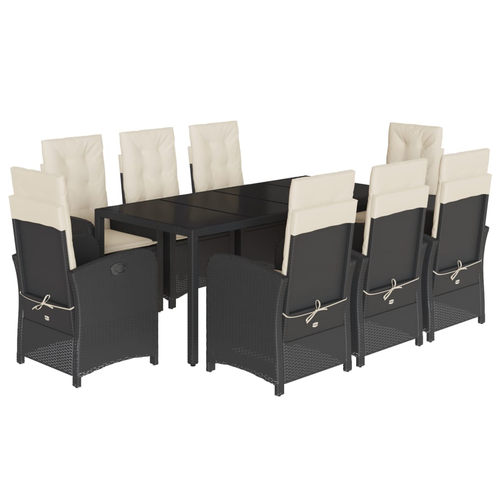 Patio Dining Set Set of 8 Black PE rattan Standard