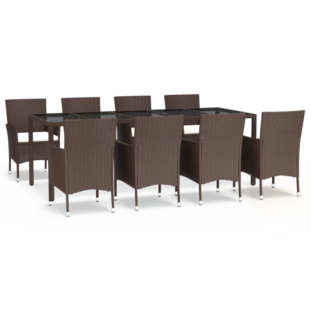 Patio Dining Set Set of 8 Brown