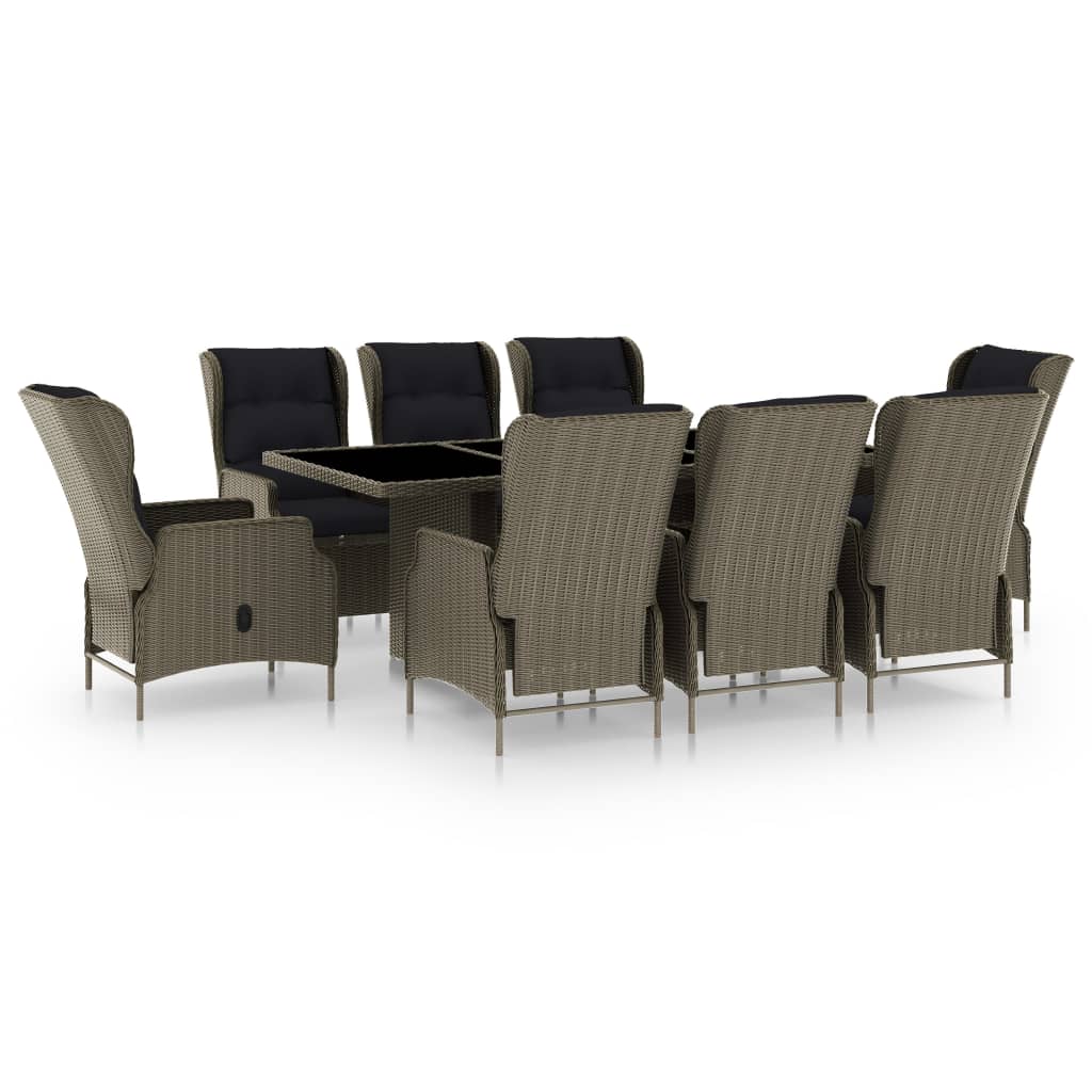 Patio Dining Set Set of 8 Brown, Black PE Rattan Large