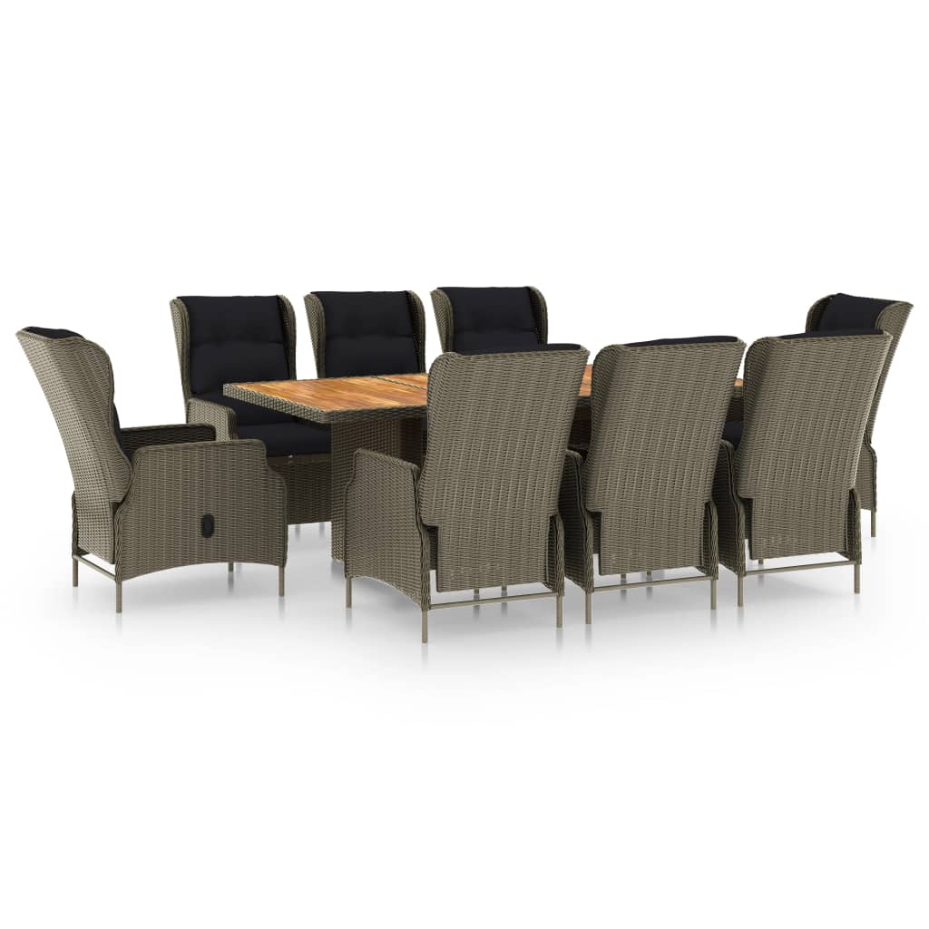 Patio Dining Set Set of 8 Brown Round PE rattan 9 Piece Set