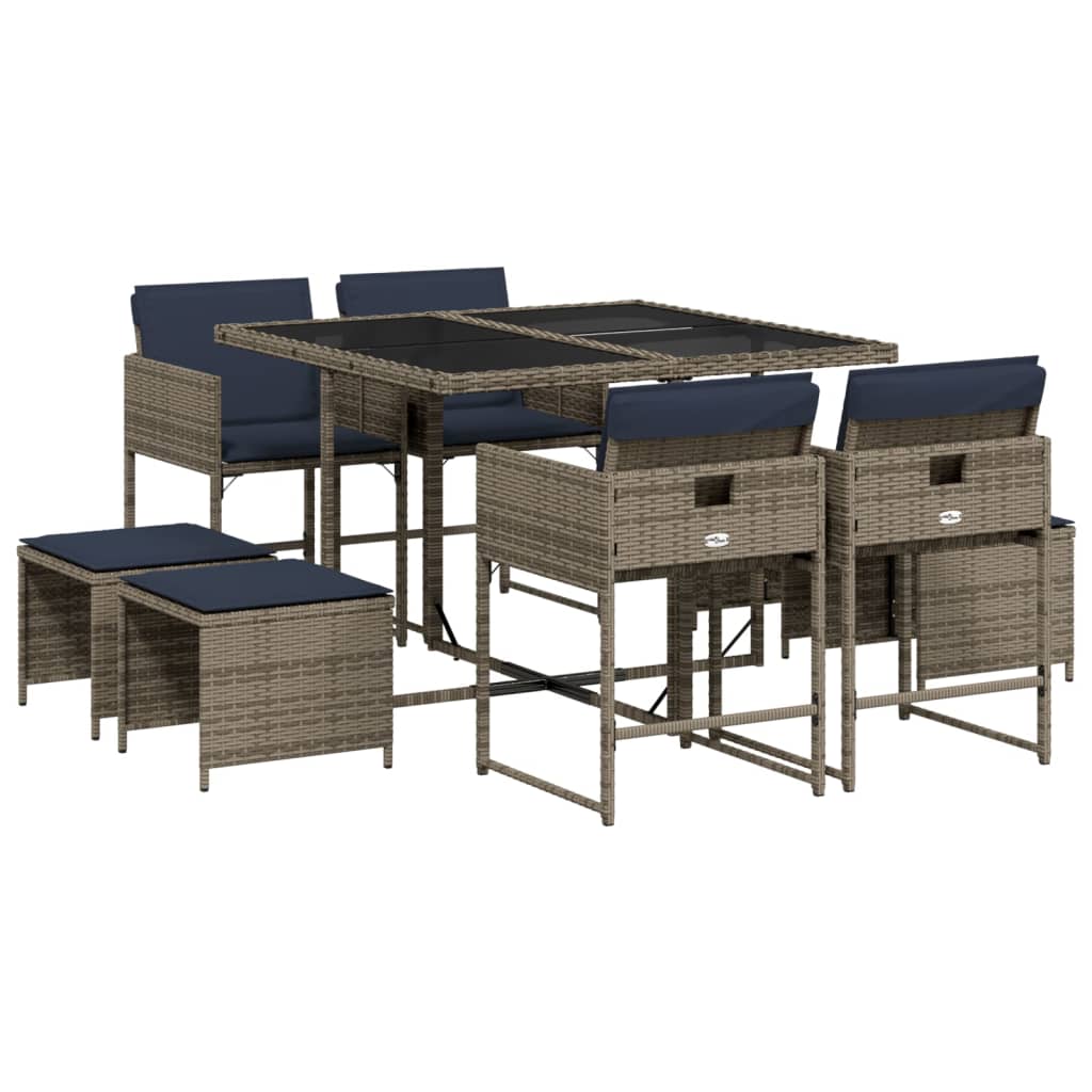Patio Dining Set Set of 8 Gray