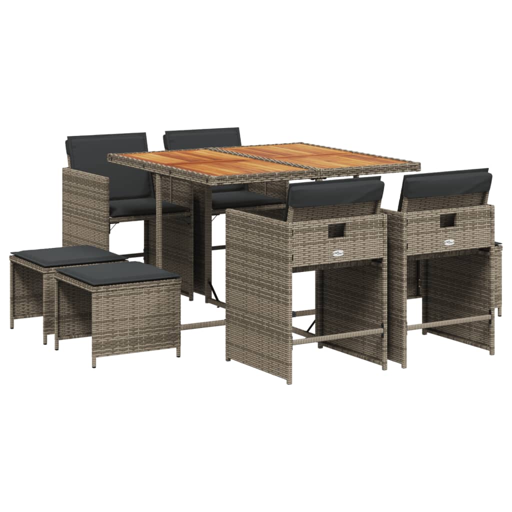 Patio Dining Set Set of 8 Gray, Brown, Dark Gray