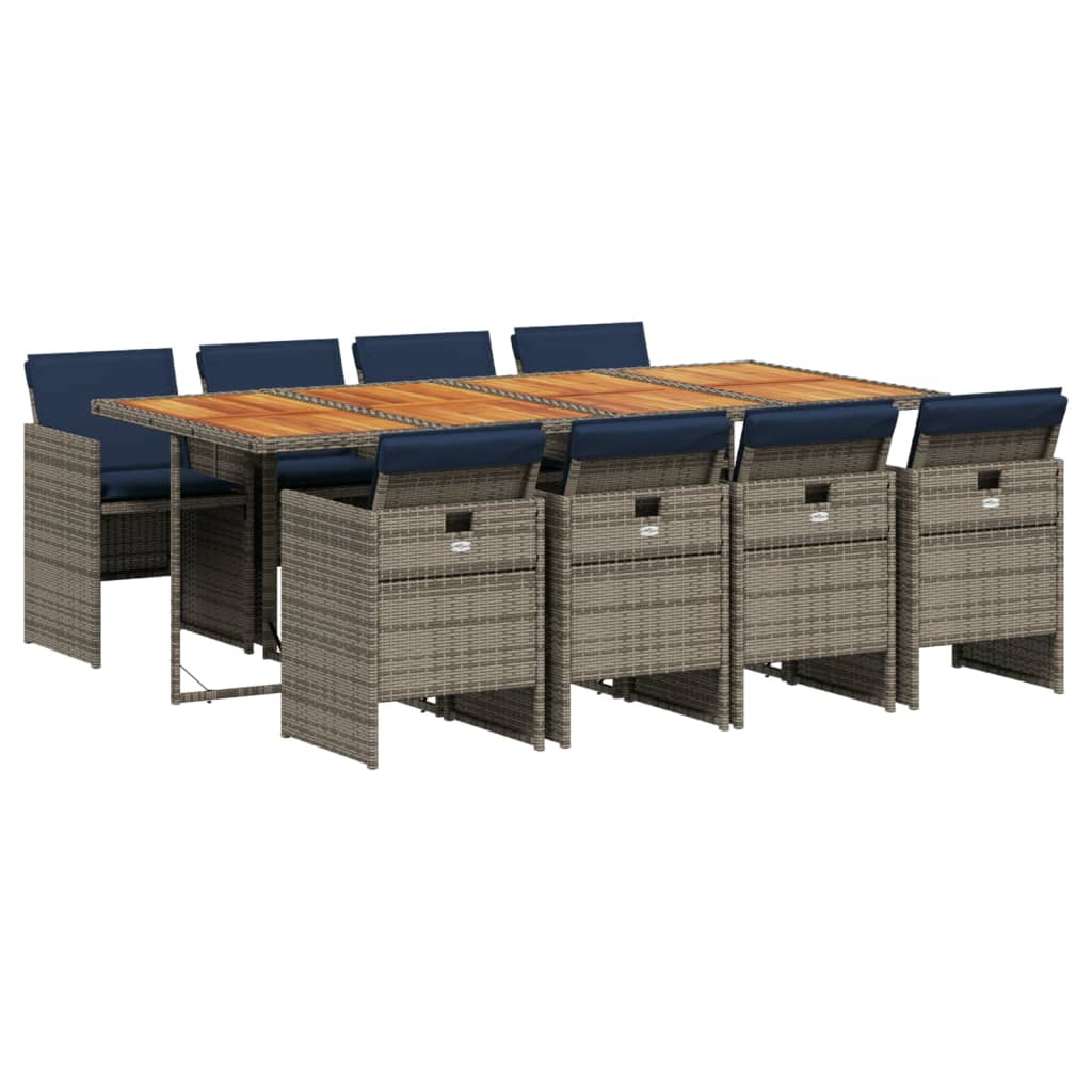 Patio Dining Set Set of 8 Gray, Brown, Navy Blue