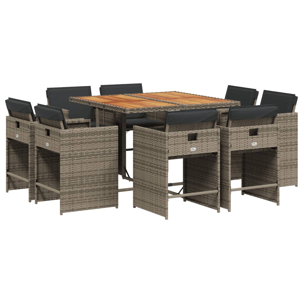 Patio Dining Set Set of 8 Gray, Dark Gray, Brown