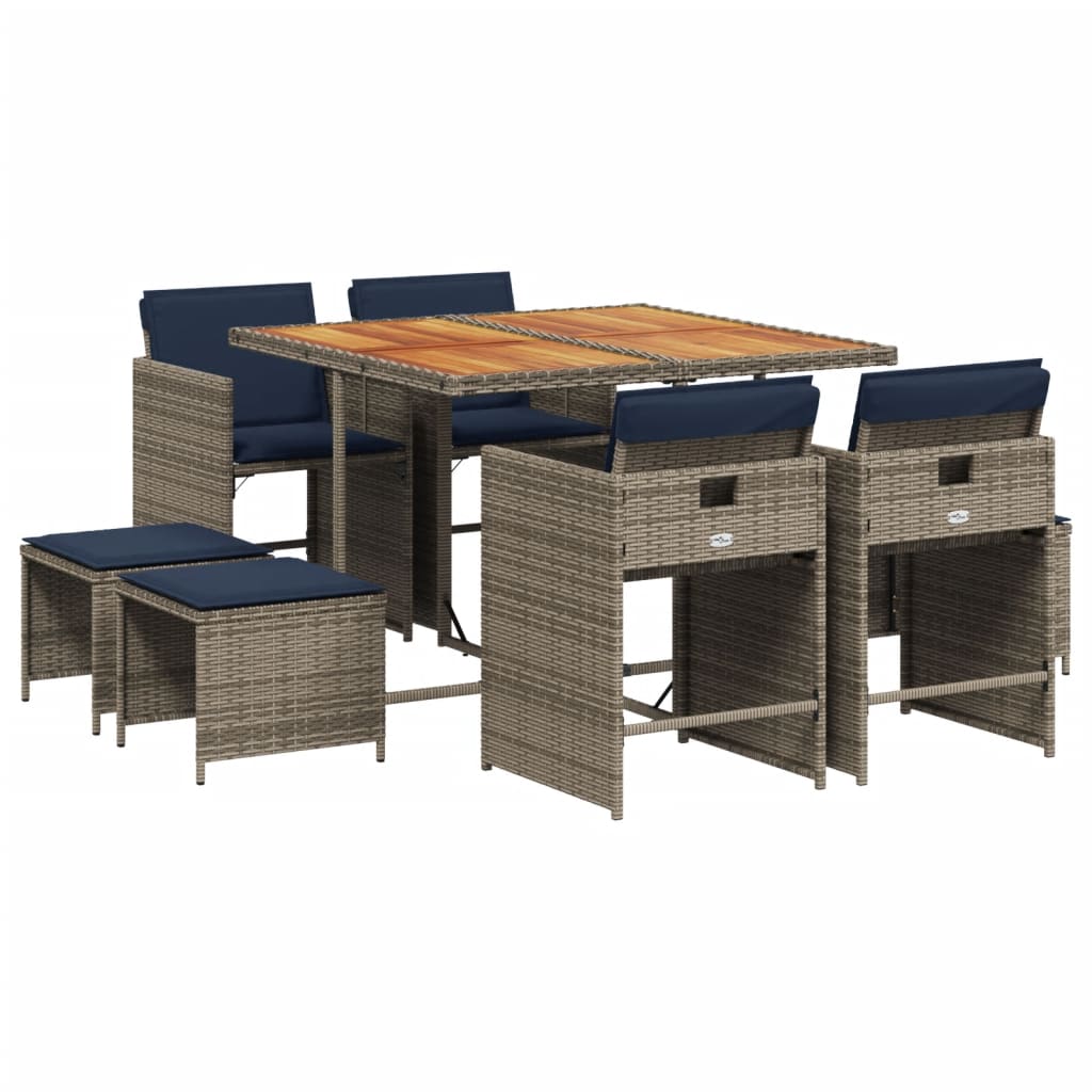 Patio Dining Set Set of 8 Gray, Navy Blue