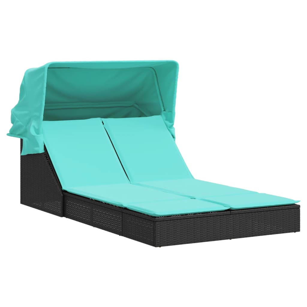 Patio Double Sun Lounger Black, Turquoise