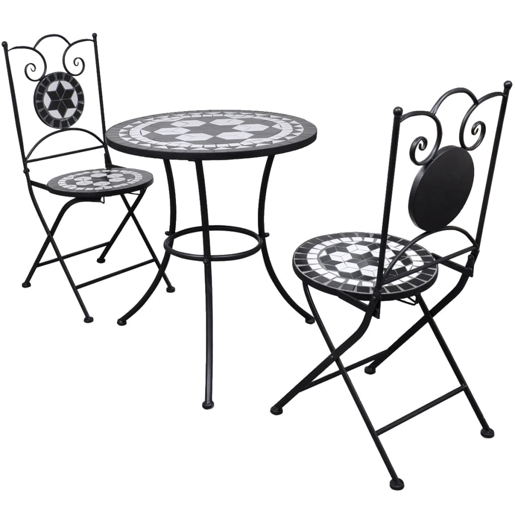 Patio Furniture Black and White Powder-coated steel and ceramic