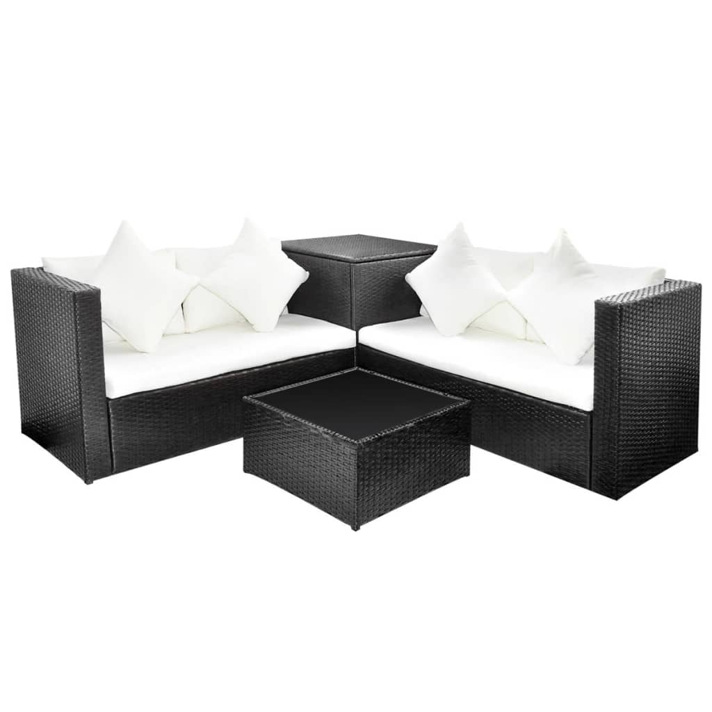 Patio Furniture Black Poly Rattan Medium Modular