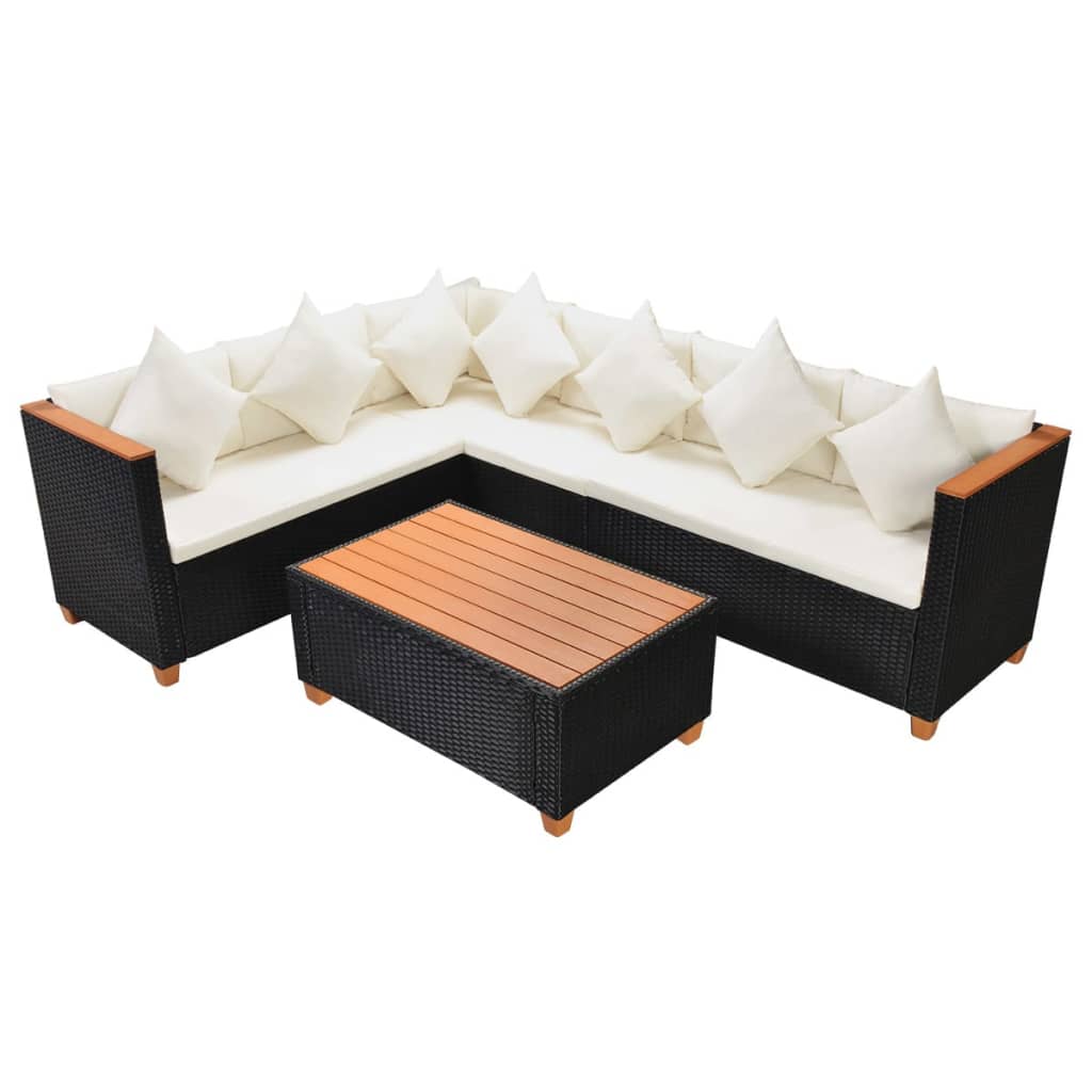 Patio Furniture Set Set of 4 Black, Cream White