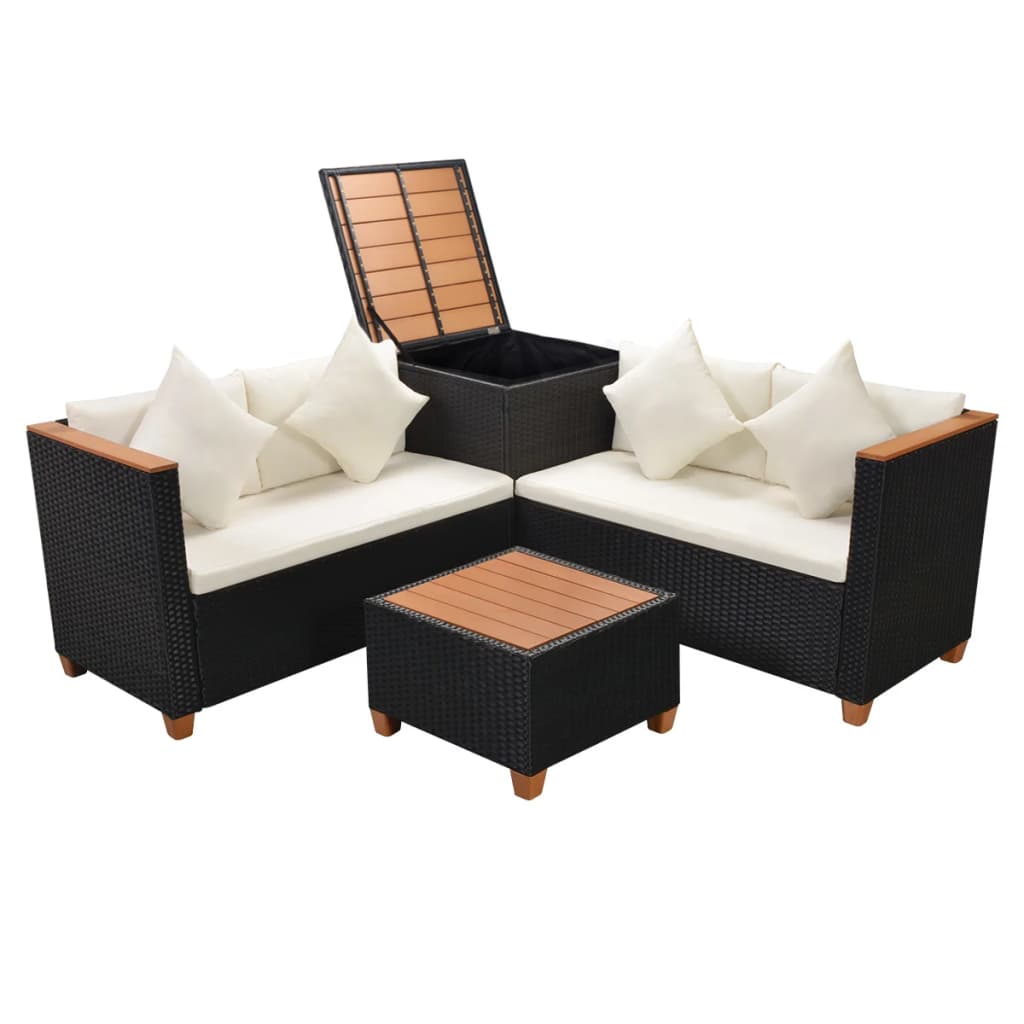 Patio Furniture Set Set of 4 Black Powder-coated steel