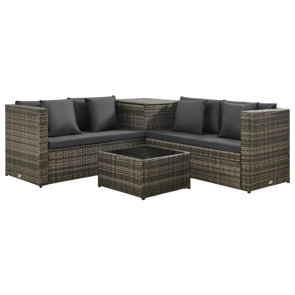 Patio Furniture Set Set of 4 Grey, Dark grey