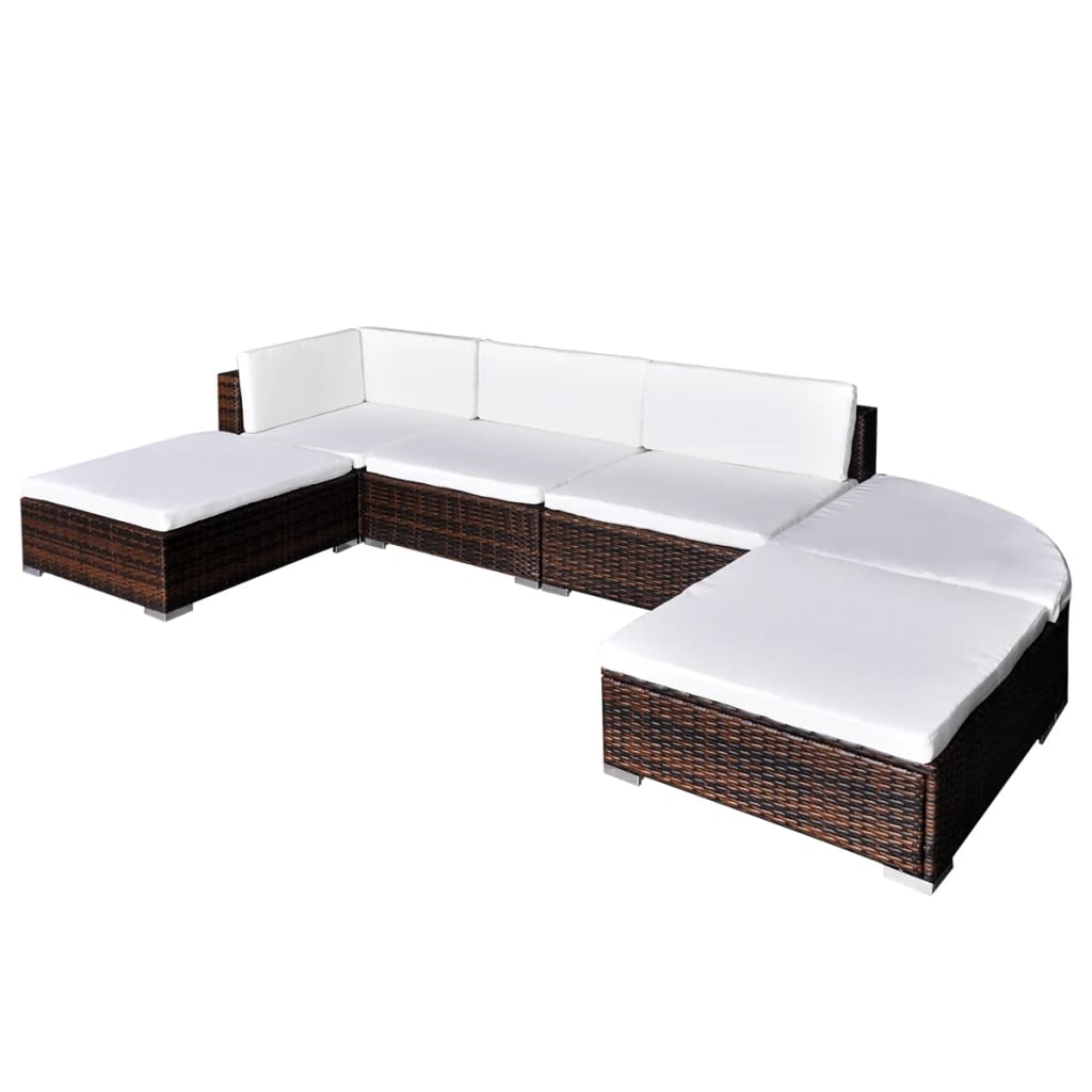 Patio Furniture Set Set of 6 Brown Poly Rattan 6-Piece Set