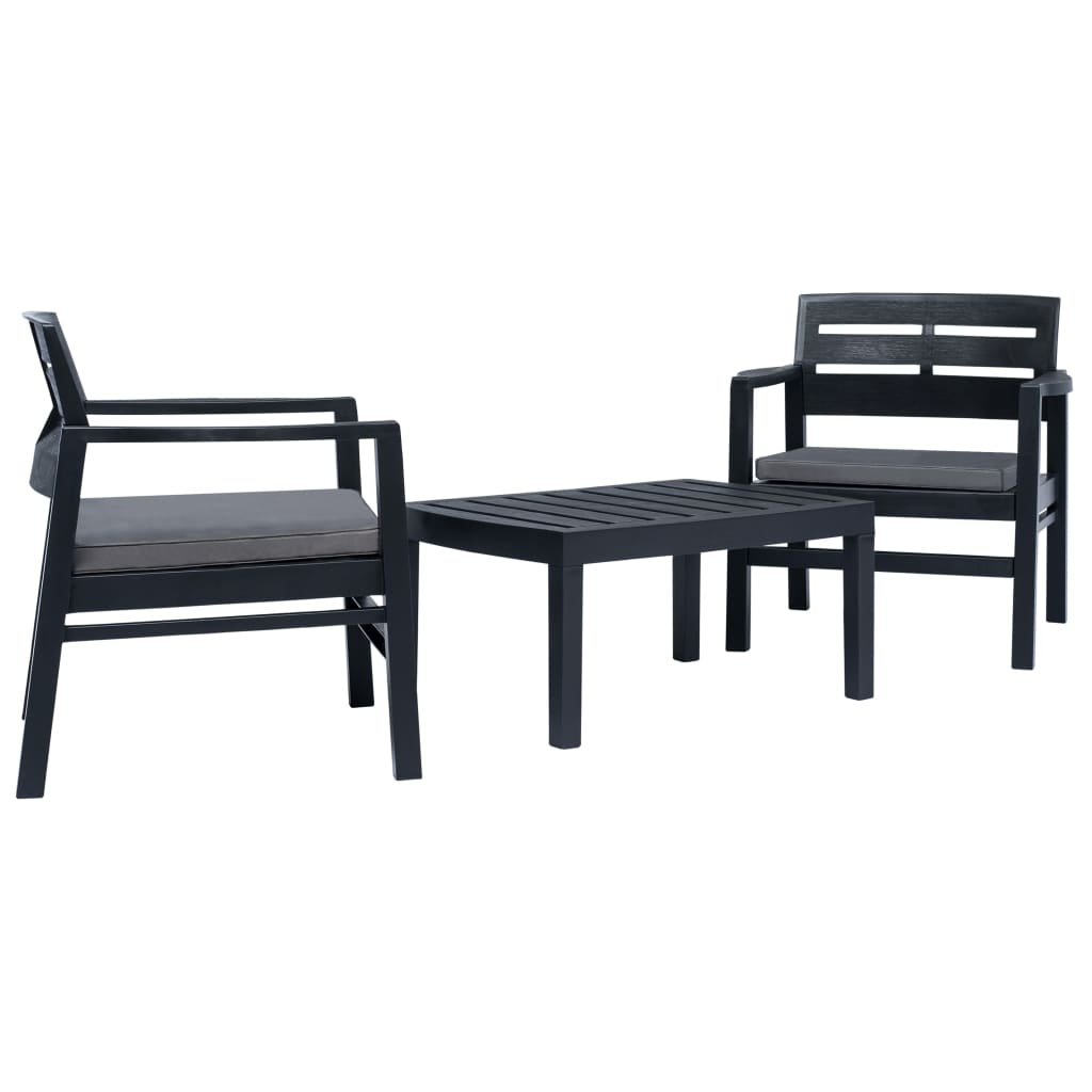 Patio Garden Set Set of 3 Anthracite Plastic, Polyester Standard