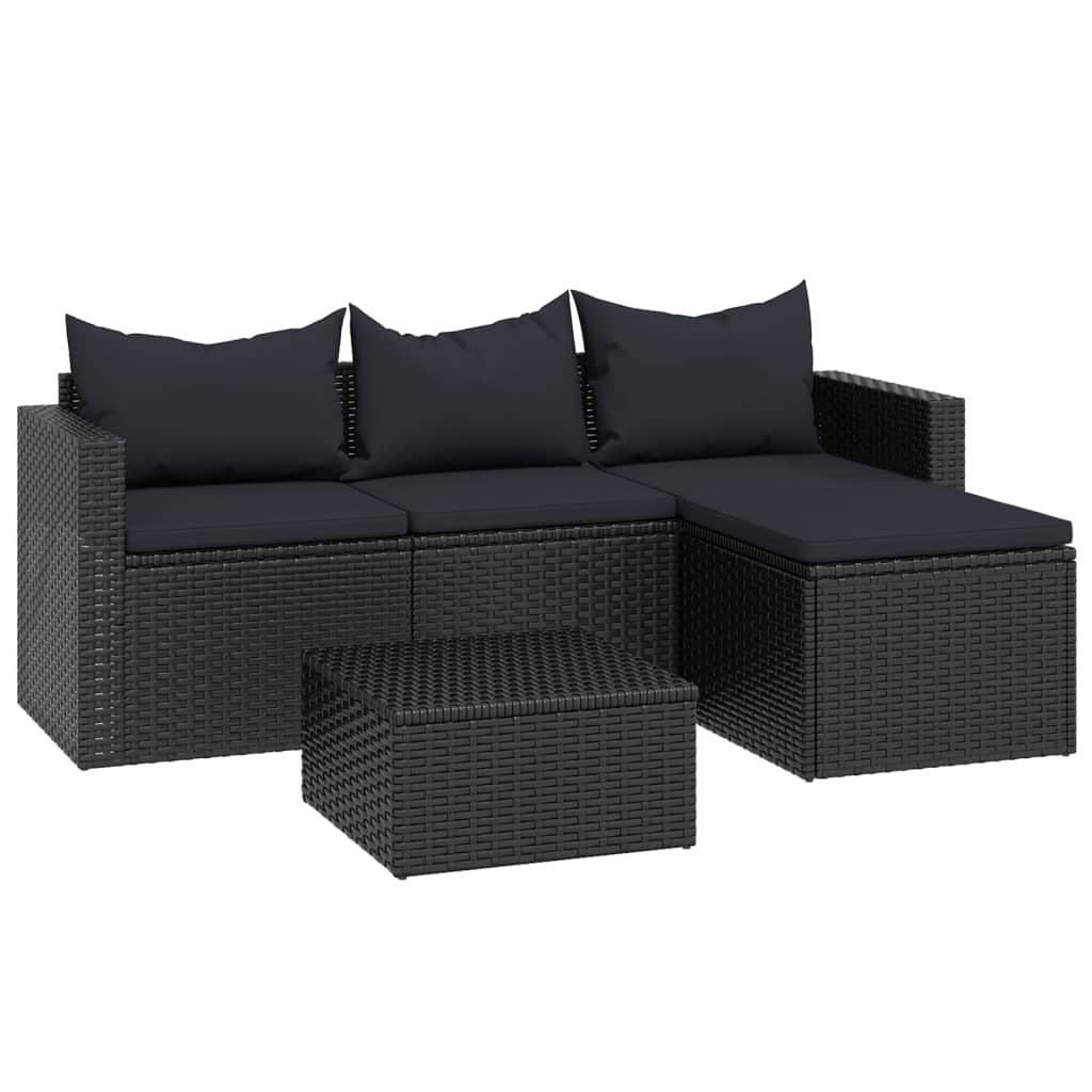 Patio Lounge Set 3 Piece Set Black PE rattan Large