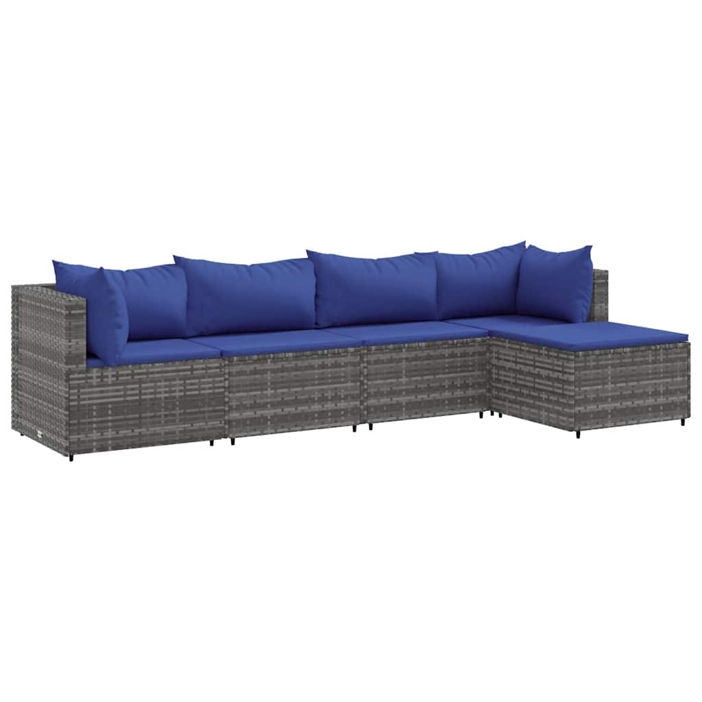 Patio Lounge Set 5 Piece Grey
