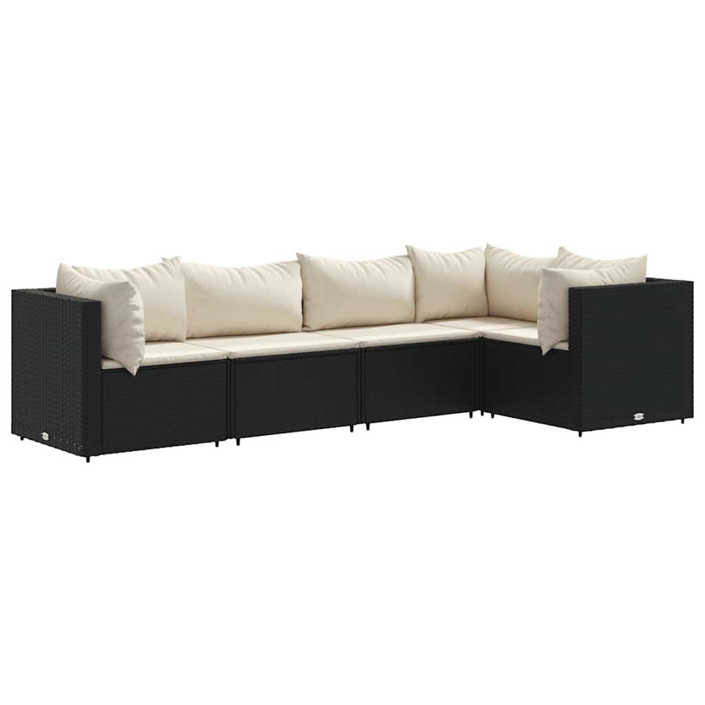 Patio Lounge Set Black and Cream