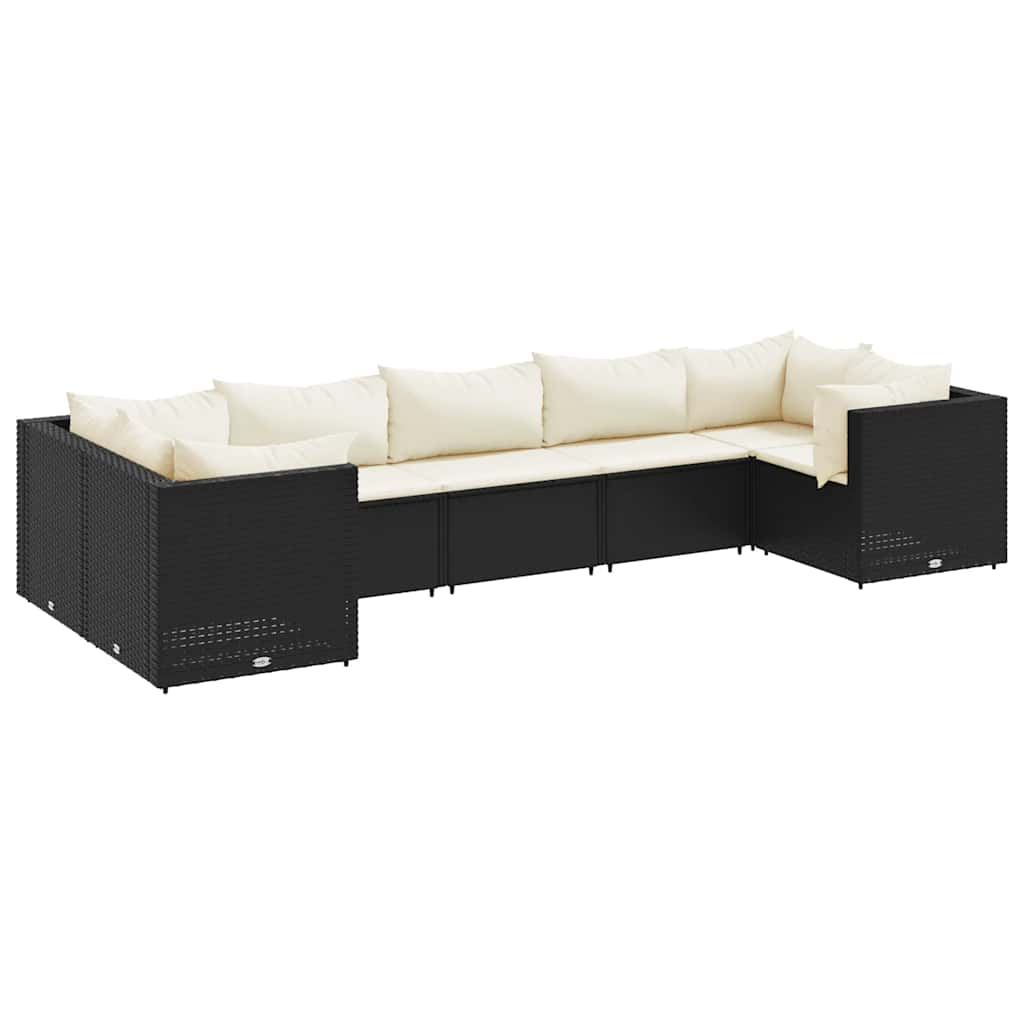 Patio Lounge Set Black, Cream