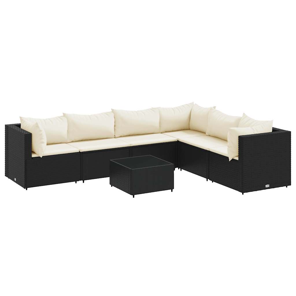 Patio Lounge Set Black, Cream White