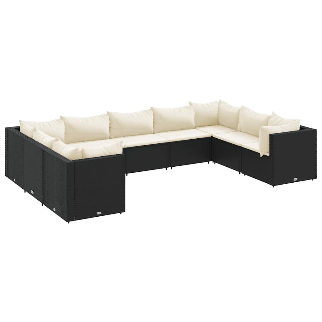 Patio Lounge Set Black, Cream White
