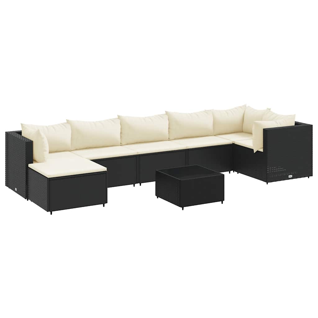 Patio Lounge Set Black, Cream White