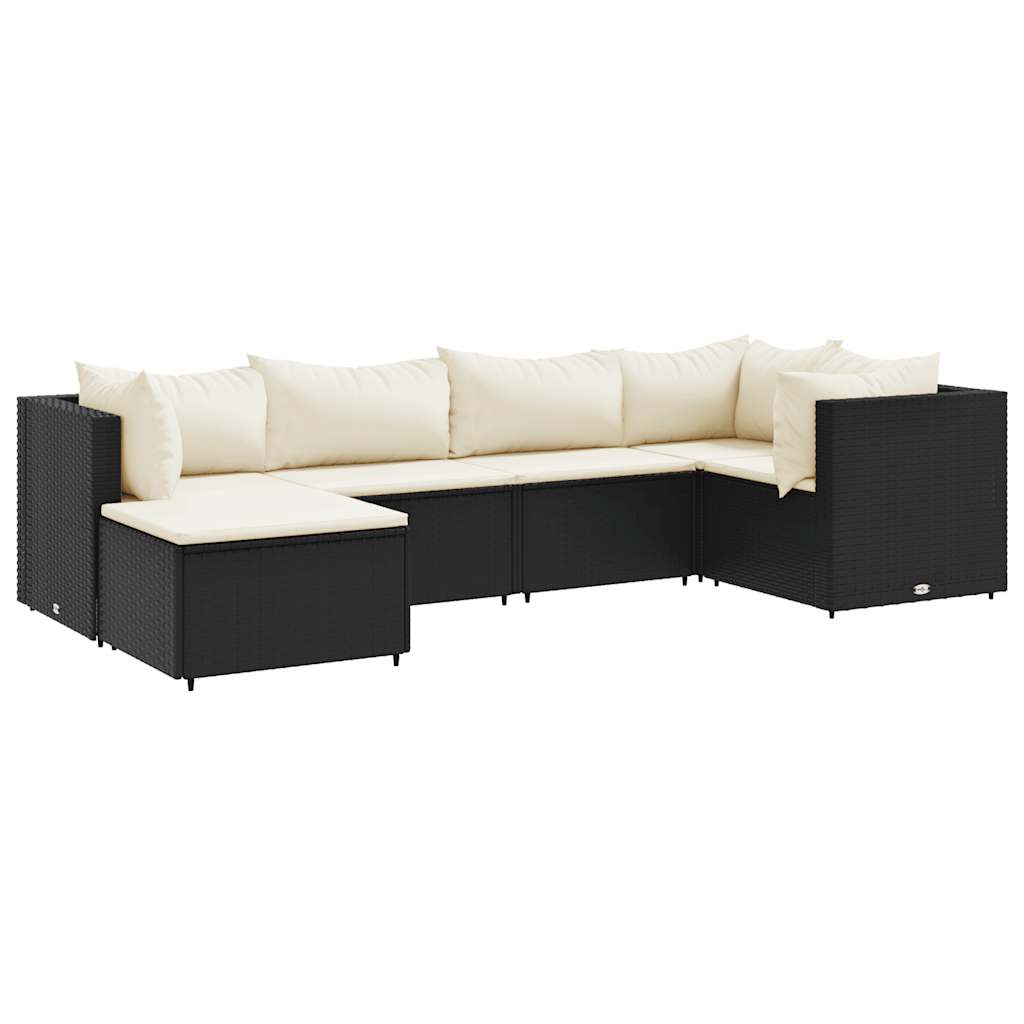 Patio Lounge Set Black PE Rattan 6-Piece Set Modular