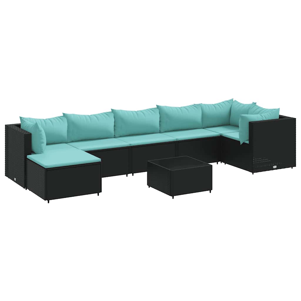 Patio Lounge Set Black PE rattan Large Modular