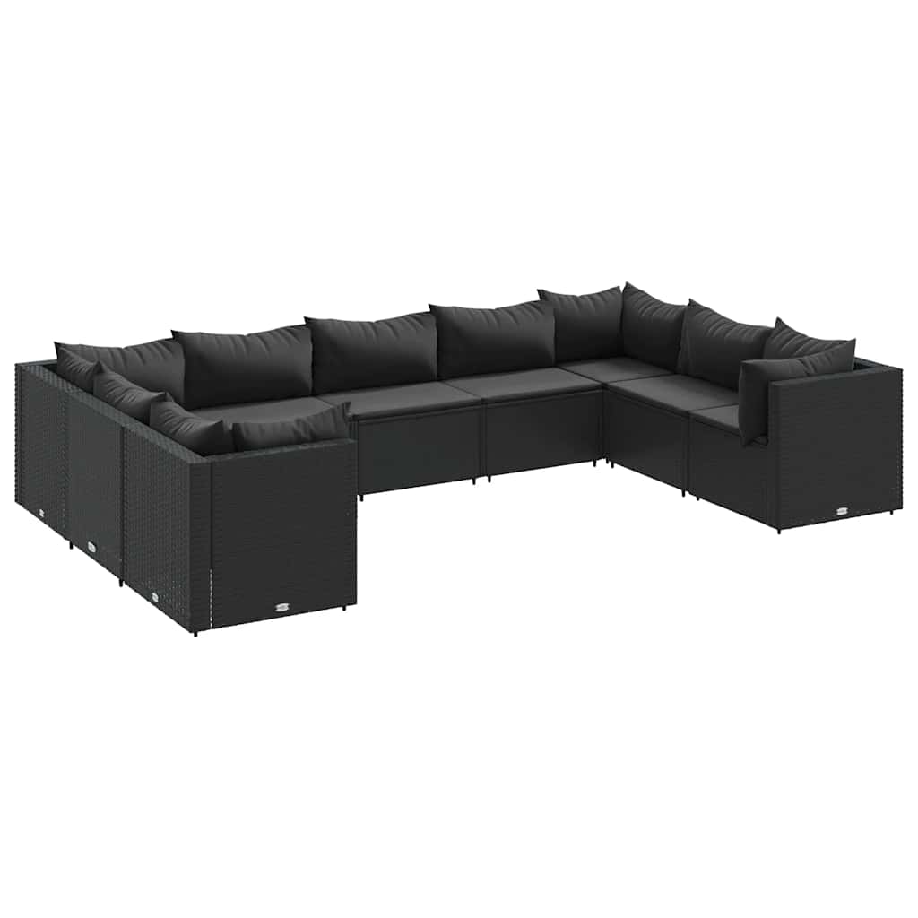 Patio Lounge Set Black PE Rattan Lounge Set