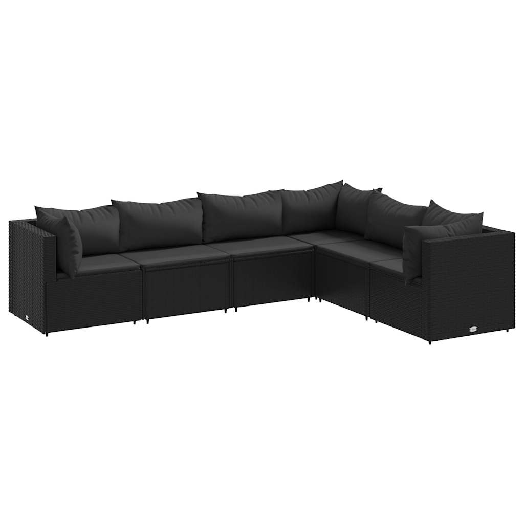 Patio Lounge Set Black PE rattan, powder-coated steel