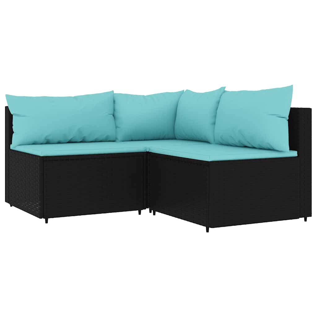 Patio Lounge Set Black, Water Blue