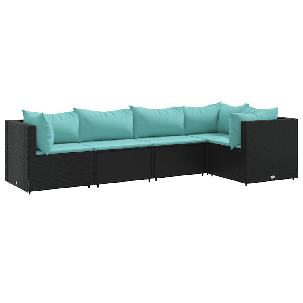 Patio Lounge Set Black, Water blue