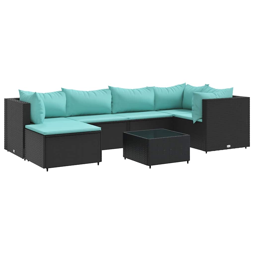 Patio Lounge Set Black, Water Blue