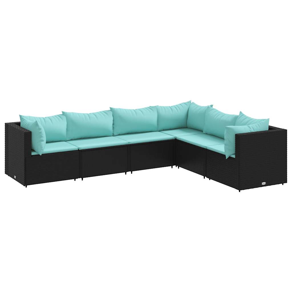 Patio Lounge Set Black, Water Blue
