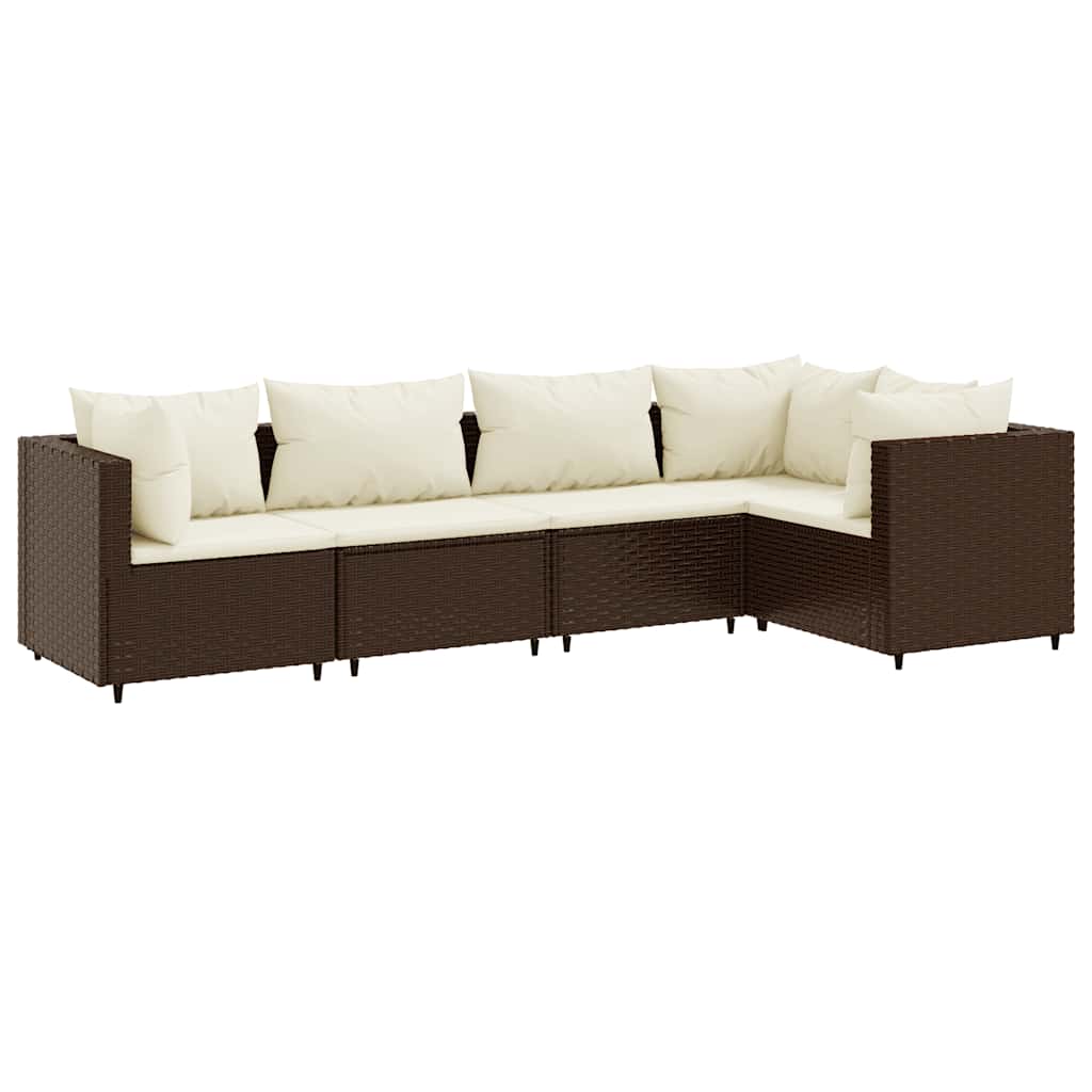 Patio Lounge Set Brown and Cream white