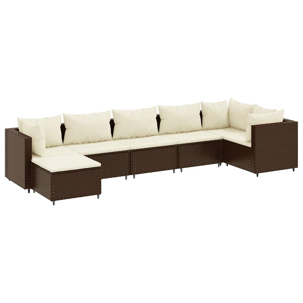 Patio Lounge Set Brown, Cream White