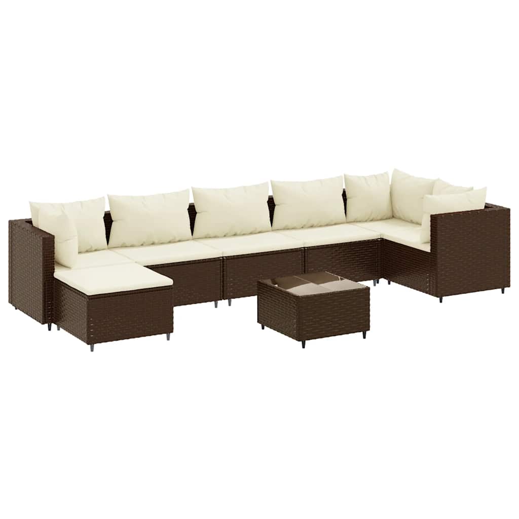 Patio Lounge Set Brown, Cream White