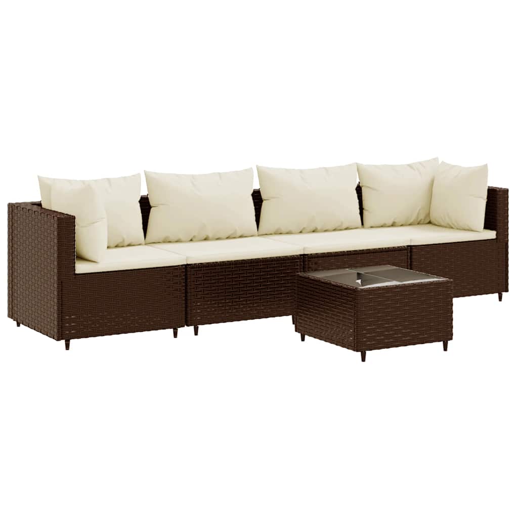 Patio Lounge Set Brown, Cream White