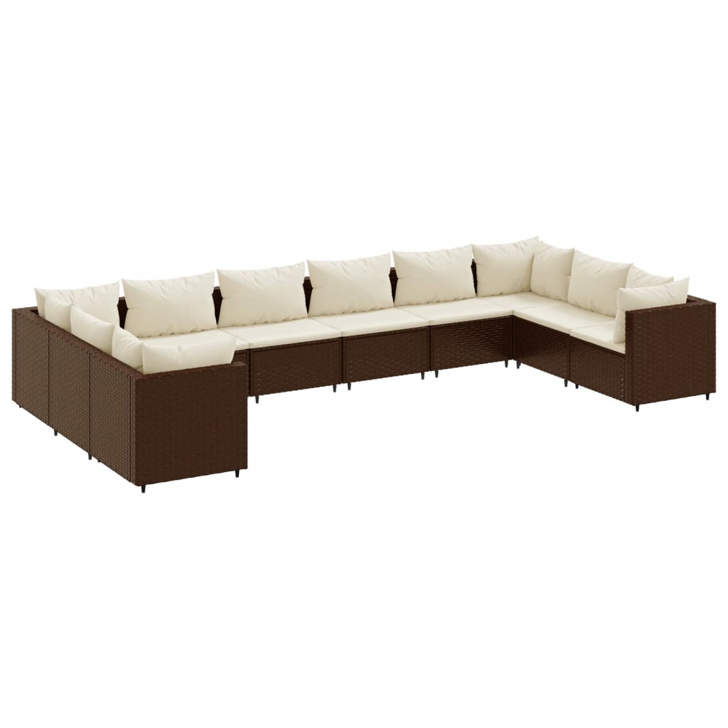Patio Lounge Set Brown, Cream White