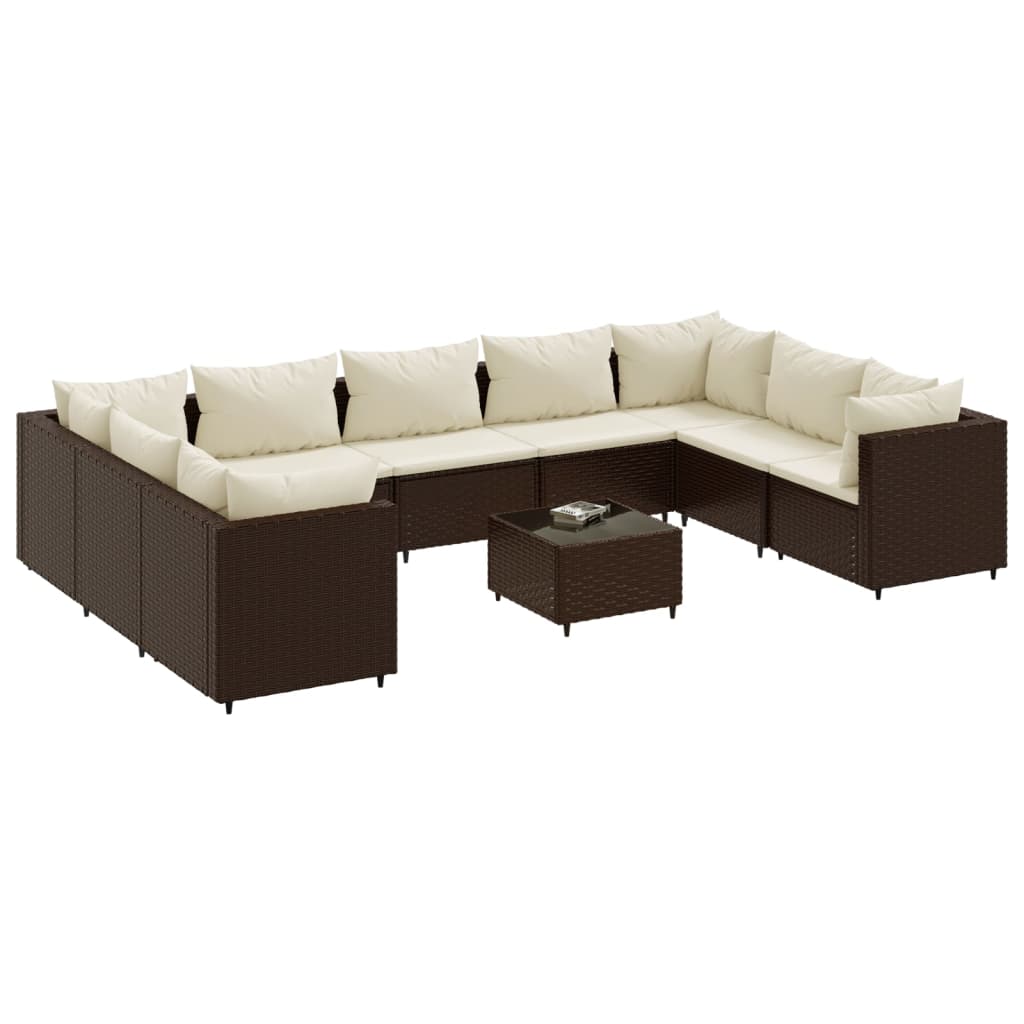 Patio Lounge Set Brown, Cream