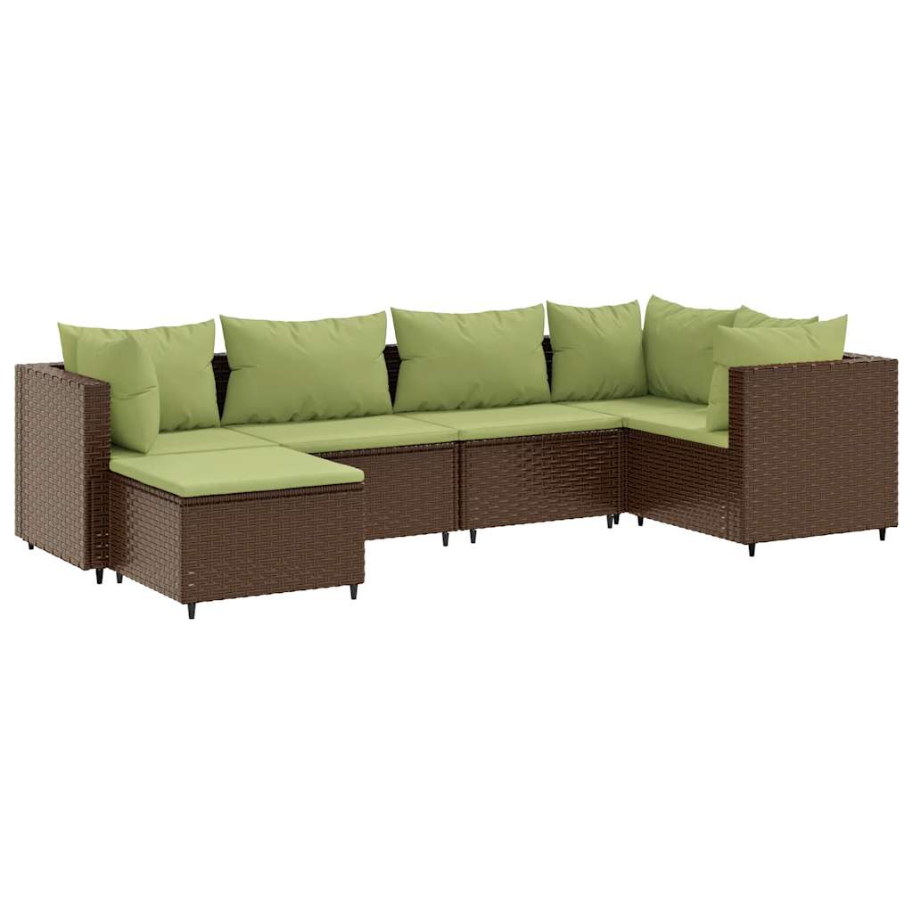 Patio Lounge Set Brown, Green PE Rattan, Powder-Coated Steel