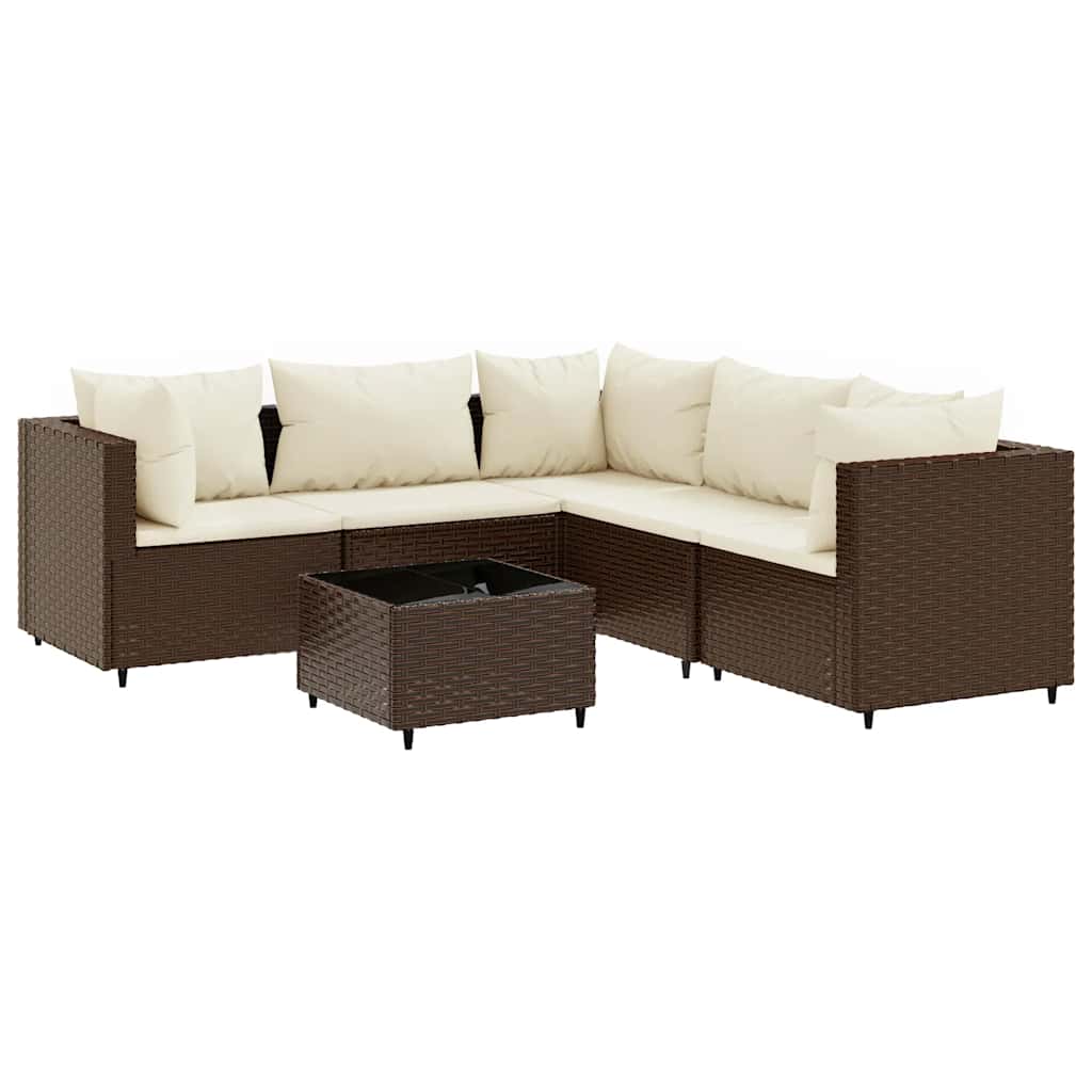 Patio Lounge Set Brown PE rattan 6-piece Modular Stylish