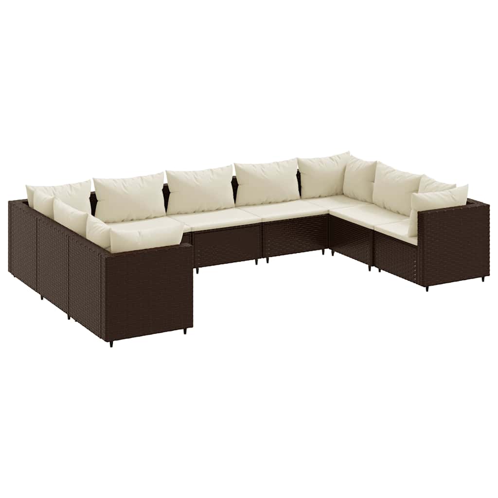 Patio Lounge Set Brown PE Rattan 9 Piece Set